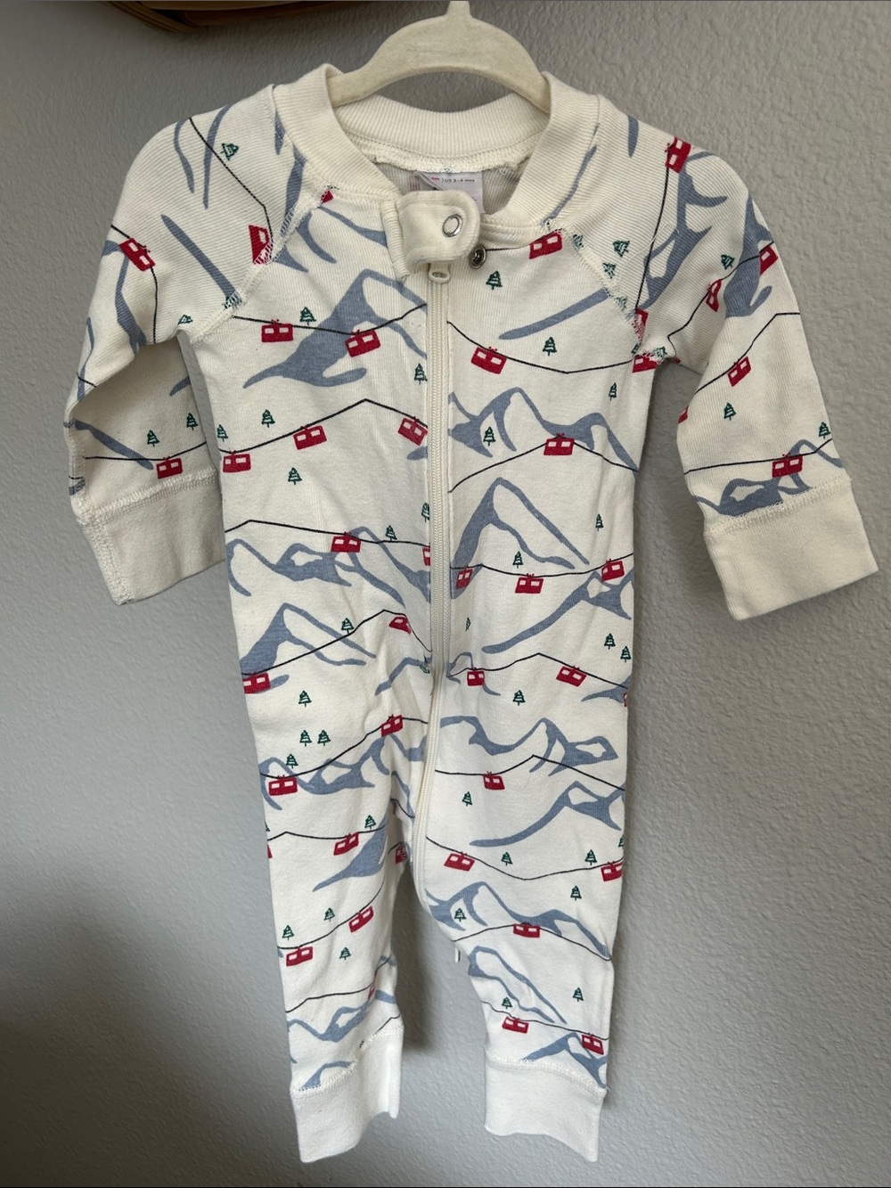 Hanna Andersson Cream Footie with Mountain & Ski Lift Print